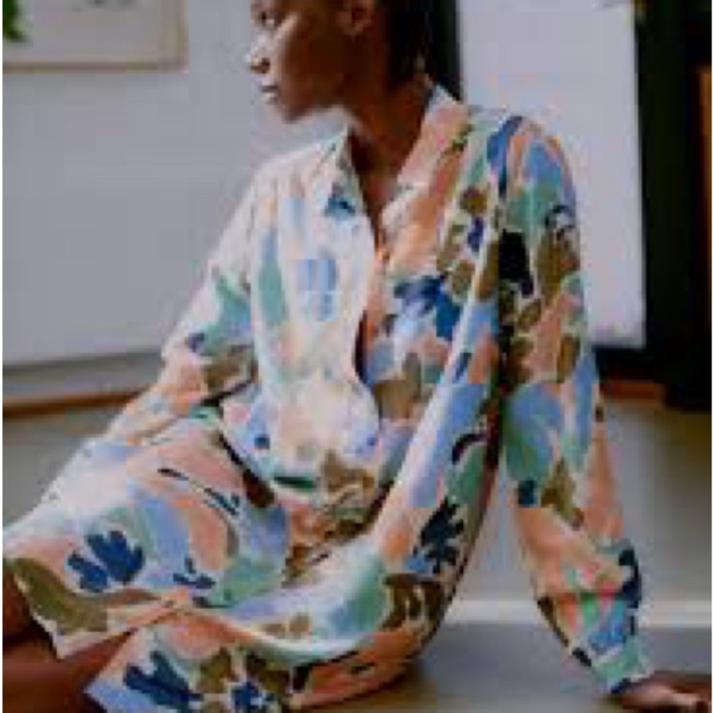 Colorful Floral Button Up Shirt Dress